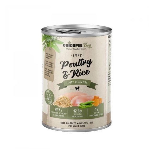 Chicopee konzerv Dog Adult Pure szárnyas és rizs 400g
